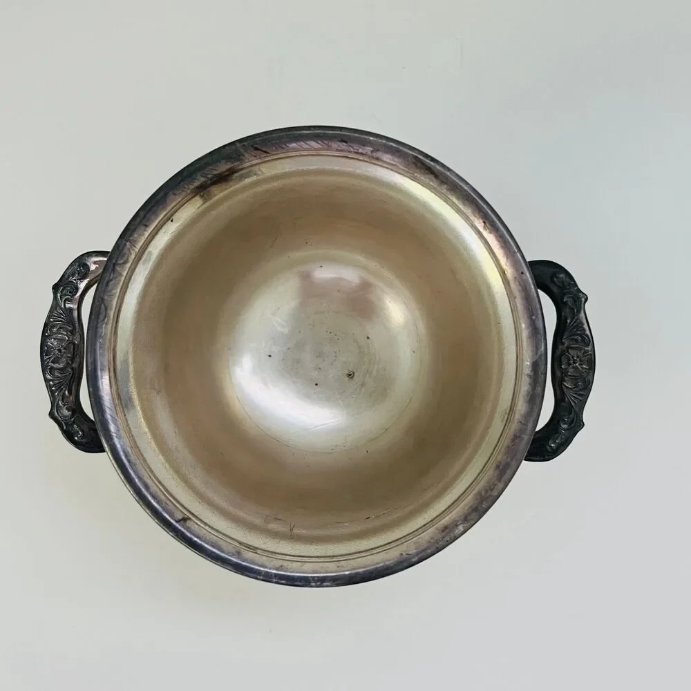 Victorian Silver Plated Ornate Grape & Vine Sugar Serving Bowl With Lid